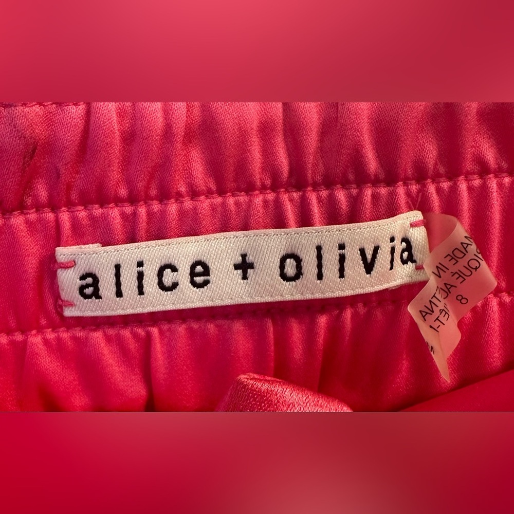 Alice + Olivia Jody Satin High Waist Slit Front Pants Size 8 EUC - Picture 7 of 10